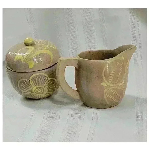 Mexican-Hand Made-Serving Bowl w/Cream and Sugar - Picture 3 of 10